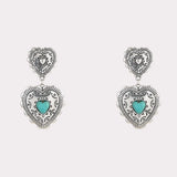 Artificial Turquoise Heart Dangle Earrings Style B One Size Earrings - Tophatter Daily Deals