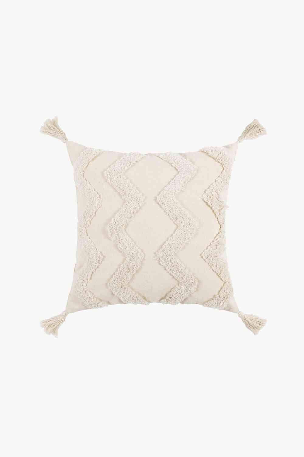 Fringe Decorative Throw Pillow Case Beige Zigzag One Size Decorative Pillowcases - Tophatter Daily Deals