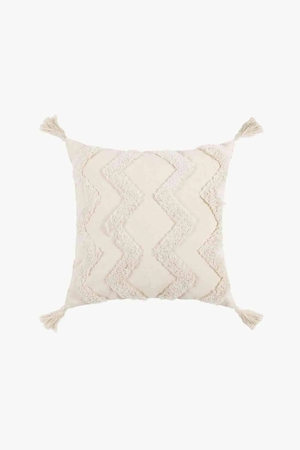 Fringe Decorative Throw Pillow Case Beige Zigzag One Size Decorative Pillowcases - Tophatter Daily Deals
