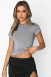 Crewneck Short Sleeve Tee Mid Gray Women's T-Shirts - Tophatter Daily Deals