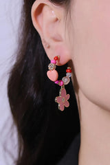 Flower C-Hoop Drop Earrings Earrings - Tophatter Daily Deals