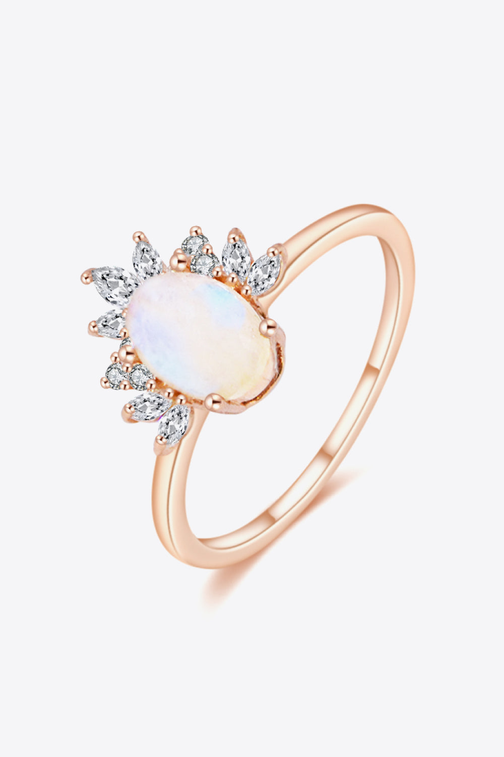 18K Rose Gold-Plated Natural Moonstone Ring Moonstone - Tophatter Daily Deals