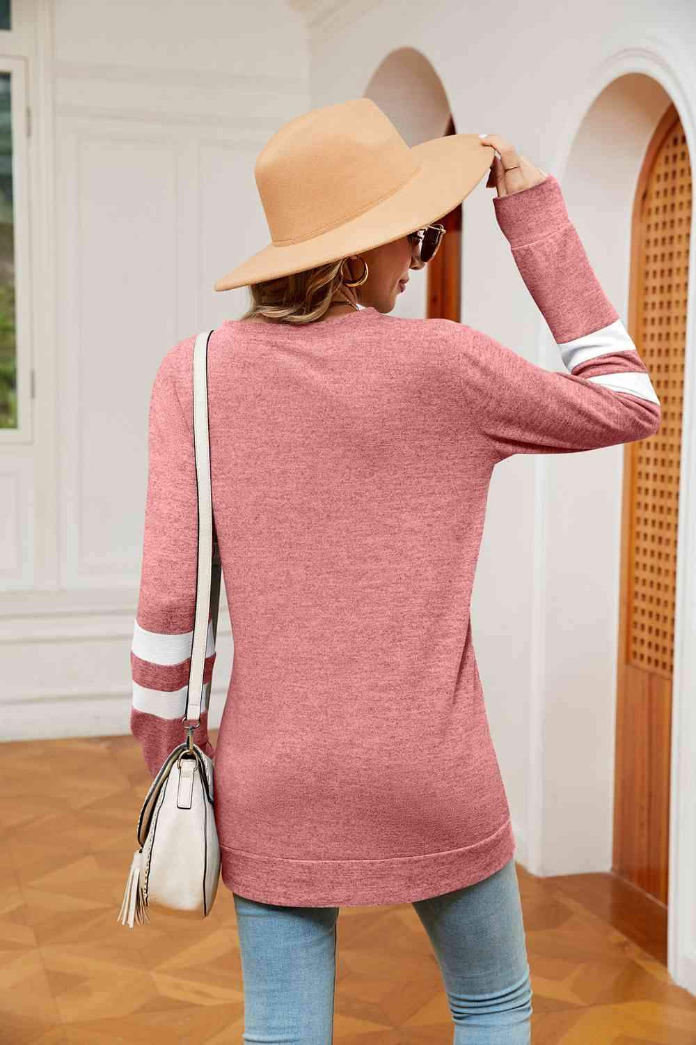 Round Neck Long Sleeve Top Women's T-Shirts - Tophatter Daily Deals