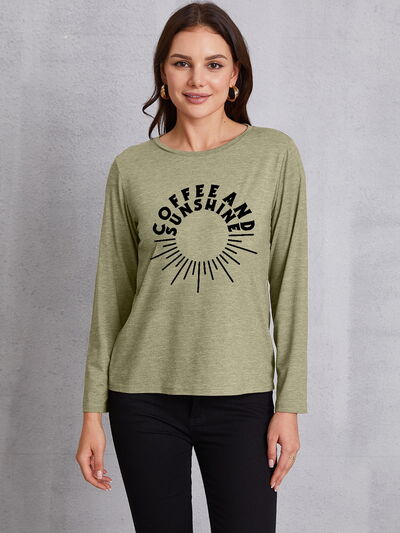 COFFEE AND SUNSHINE Round Neck Long Sleeve T-Shirt - Shop Exciting Products, Brands, And Tools At Tophatter. Exclusive offers. Free delivery everywhere!