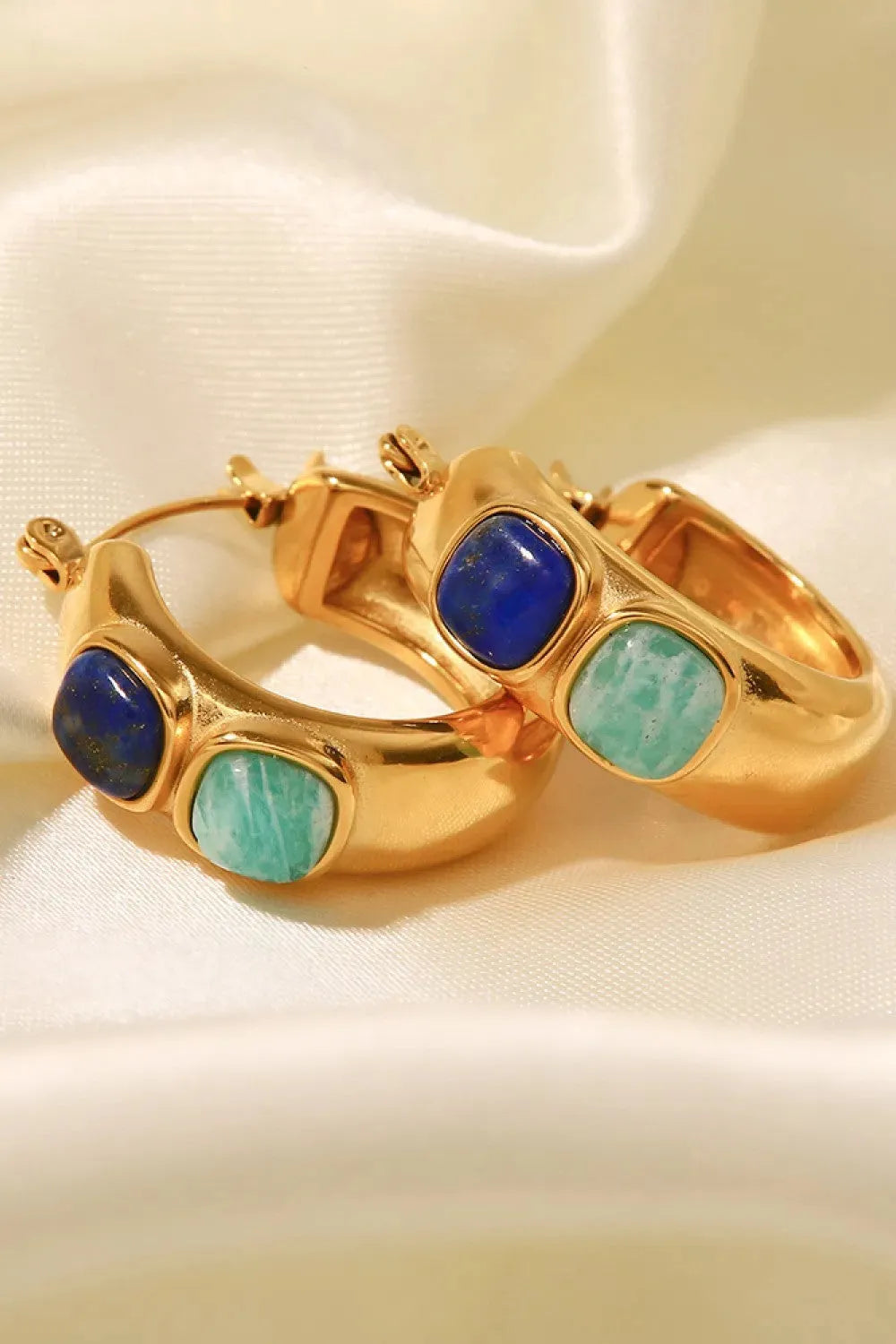 Stainless Steel 18K Gold-Plated Hoop Earrings Earrings - Tophatter Daily Deals