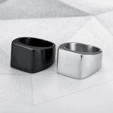 Square Titanium Steel Ring Rings - Tophatter Daily Deals