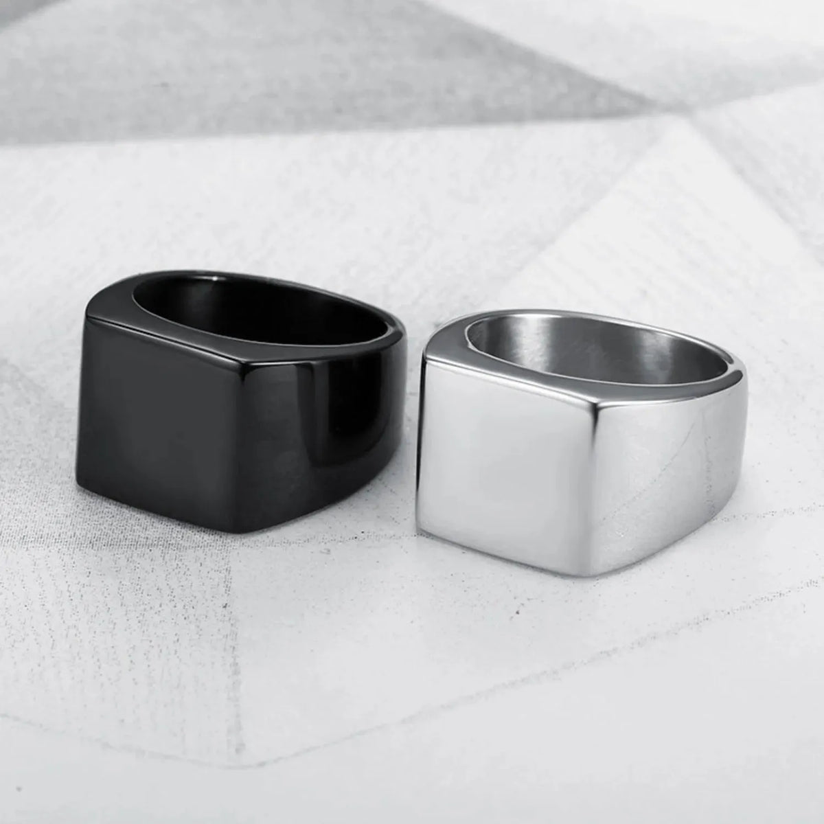 Square Titanium Steel Ring Rings - Tophatter Daily Deals