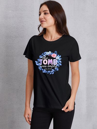 THE TOMB WAS EMPTY Round Neck T-Shirt Black Women's T-Shirts - Tophatter Daily Deals