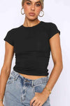 Crewneck Short Sleeve Tee Black Women's T-Shirts - Tophatter Daily Deals