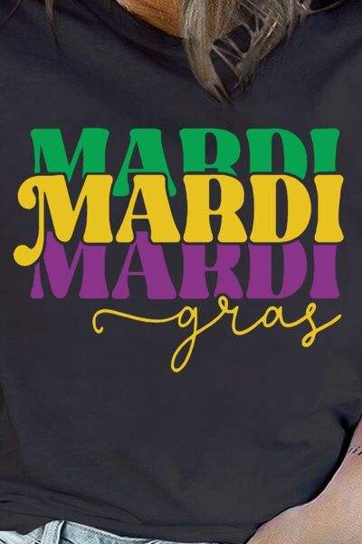 Plus Size MARDI GRAS Round Neck T-Shirt Women's T-Shirts - Tophatter Daily Deals