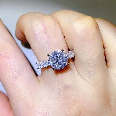 3 Carat Moissanite 925 Sterling Silver Ring Moissanite - Tophatter Daily Deals