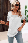 Swiss Dot Puff Sleeve Square Neck Blouse White Blouses - Tophatter Daily Deals