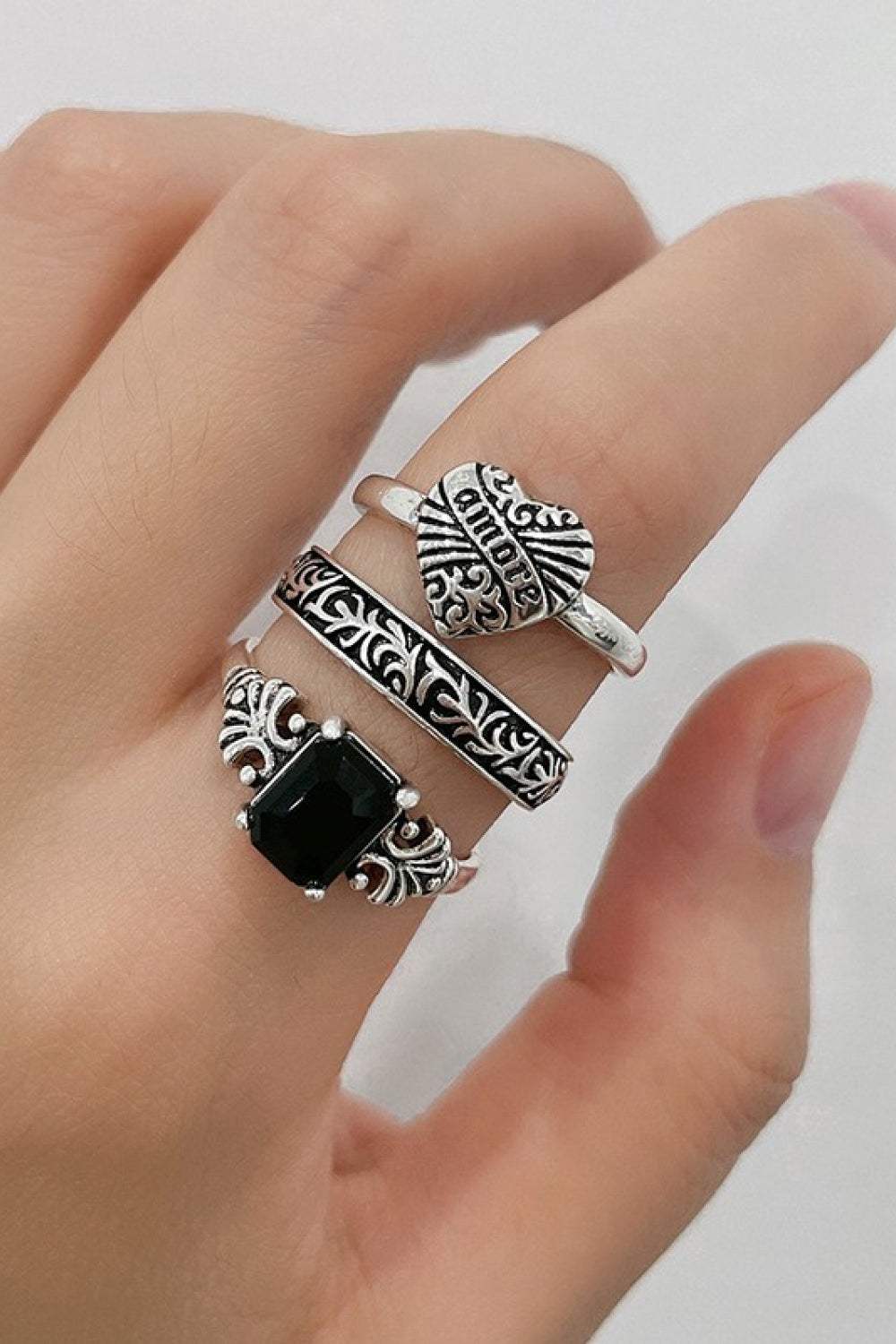 Zinc Alloy Three-Piece Ring Set Rings - Tophatter Daily Deals