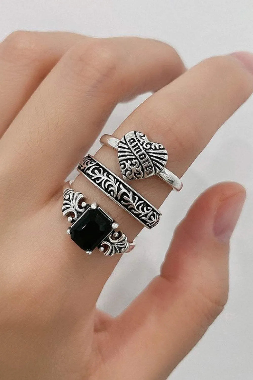 Zinc Alloy Three-Piece Ring Set Rings - Tophatter Daily Deals