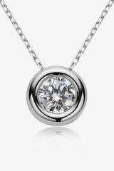 Adored 1 Carat Moissanite Pendant 925 Sterling Silver Necklace Silver One Size Moissanite - Tophatter Daily Deals