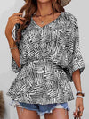 Printed V-Neck Dolman Sleeve Blouse Blouses - Tophatter Daily Deals