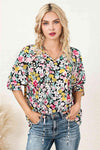 Floral Tie Neck Blouse Multicolor Blouses - Tophatter Daily Deals