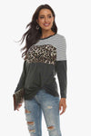 Mixed Print Gathered Detail Long Sleeve Top Blouses - Tophatter Daily Deals