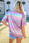 STAY WILD Round Neck Short Sleeve Holographic Tee Women's T-Shirts - Tophatter Daily Deals