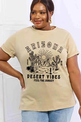 Simply Love Simply Love Full Size ARIZONA DESERT VIBES FEEL THE SUNSET Graphic Cotton Tee Women's T-Shirts - Tophatter Daily Deals