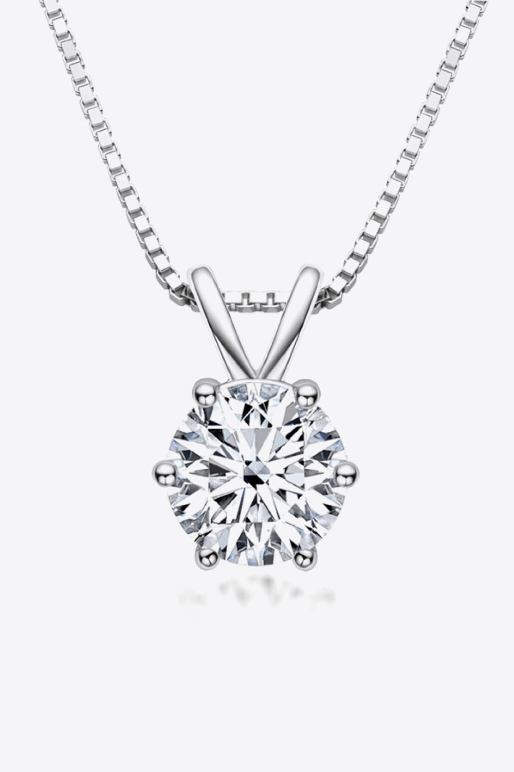 925 Sterling Silver 1 Carat Moissanite Pendant Necklace Silver One Size Moissanite - Tophatter Daily Deals