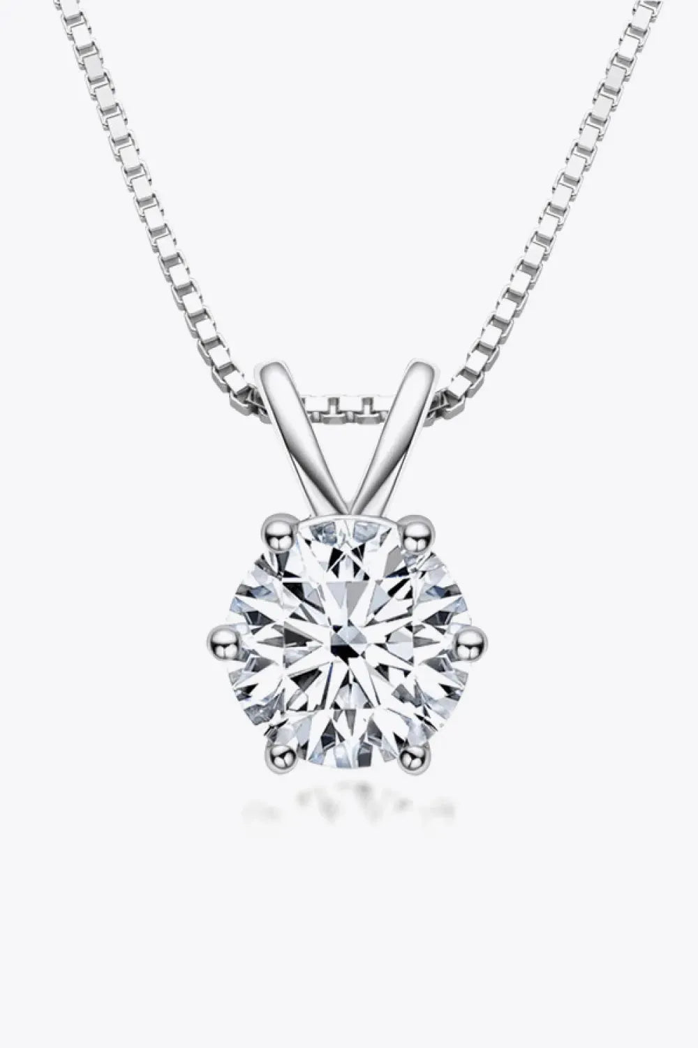 925 Sterling Silver 1 Carat Moissanite Pendant Necklace Silver One Size Moissanite - Tophatter Daily Deals
