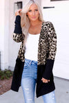 Leopard Color Block Open Front Longline Top Blouses - Tophatter Daily Deals