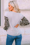 Leopard Color Block V-Neck Top Blouses - Tophatter Daily Deals