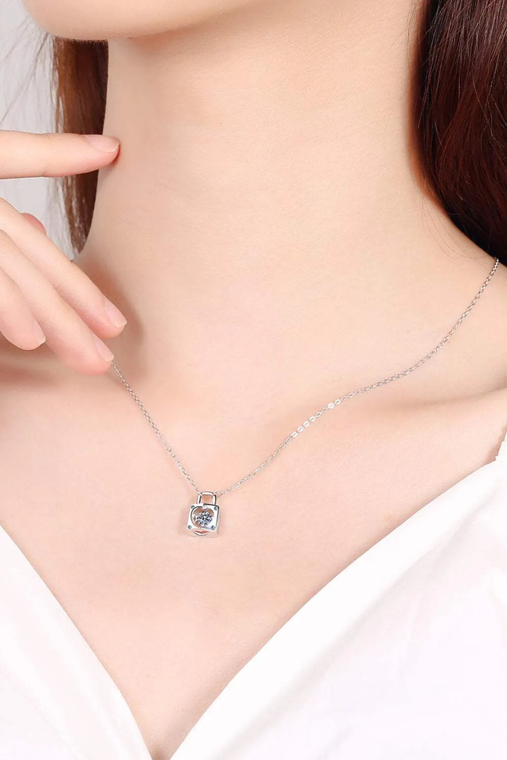 Adored Moissanite Lock Pendant Necklace Moissanite - Tophatter Daily Deals