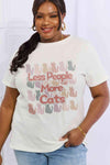 Simply Love Full Size LESS PEOPLE MORE CATS Graphic Cotton Tee Women's T-Shirts - Tophatter Daily Deals