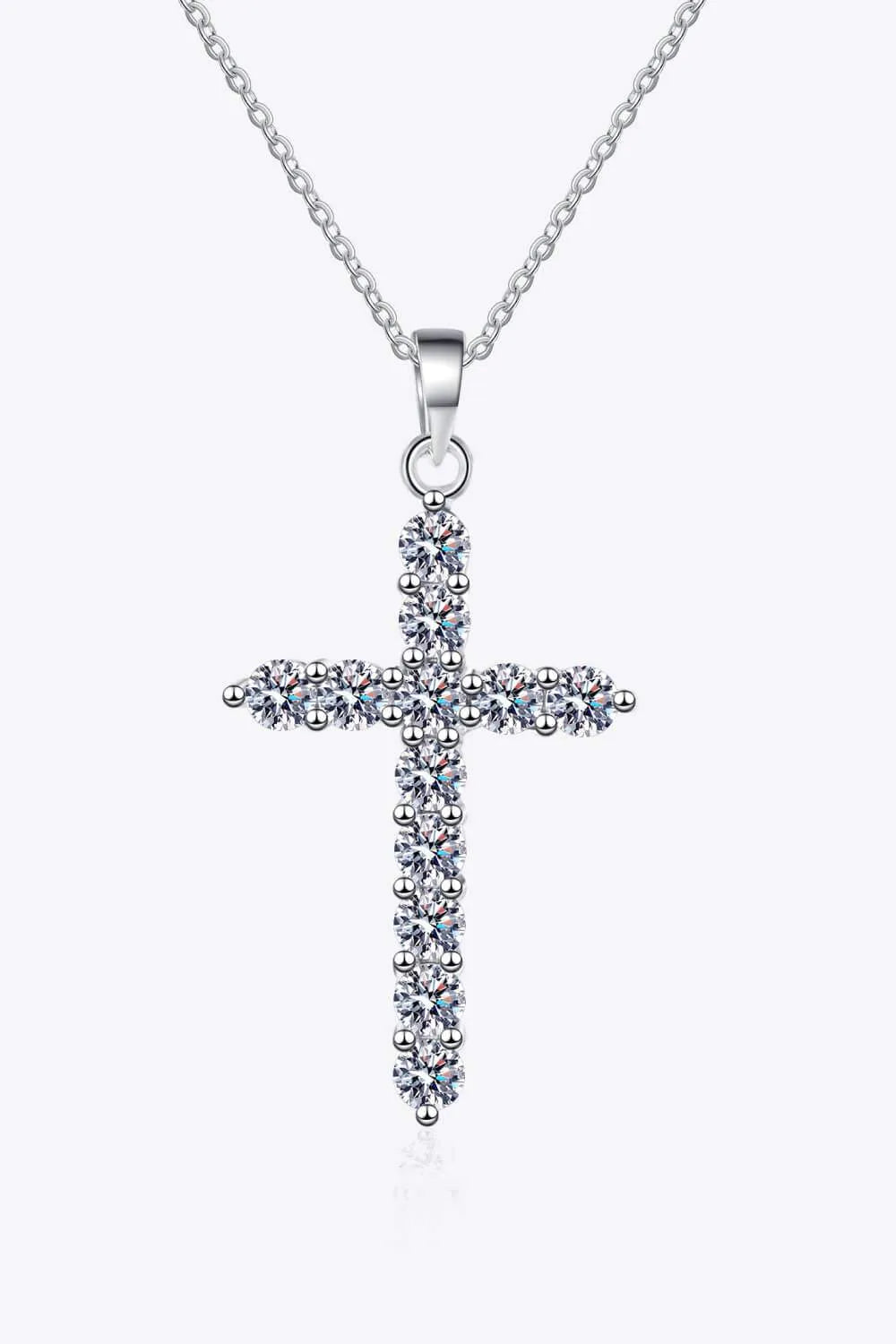 Adored 925 Sterling Silver Cross Moissanite Necklace Moissanite - Tophatter Daily Deals