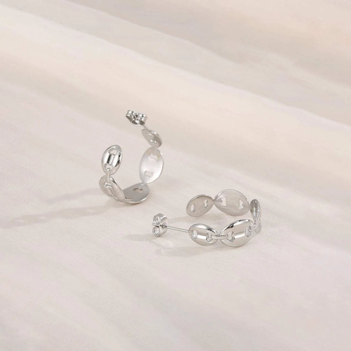 Stainless Steel C-Hoop Earrings Style B Silver One Size Earrings - Tophatter Daily Deals