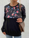 Floral Print Round Neck Dropped Shoulder Tee Floral Women's T-Shirts - Tophatter Daily Deals