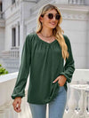 V-Neck Long Sleeve Blouse Green Blouses - Tophatter Daily Deals