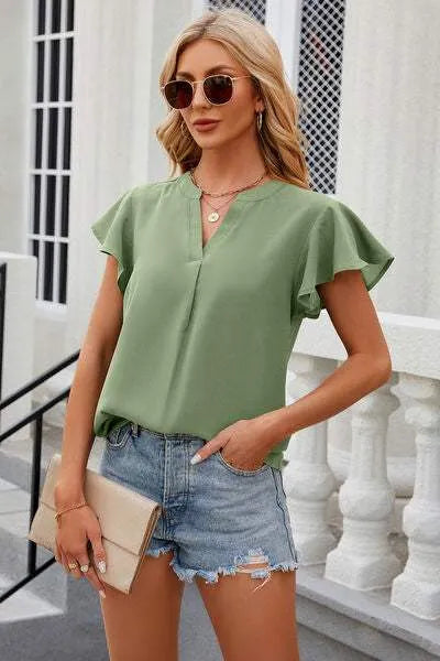 Notched Cap Sleeve T-Shirt Women's T-Shirts - Tophatter Daily Deals