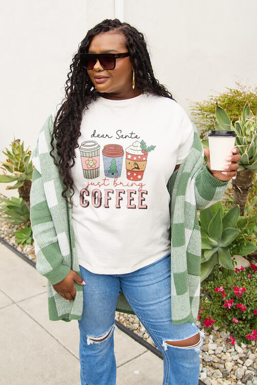 Simply Love Full Size COFFEE Graphic Short Sleeve T-Shirt White Women's T-Shirts - Tophatter Daily Deals