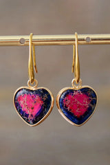 Imperial Jasper Heart Earrings Deep Rose One Size Earrings - Tophatter Daily Deals