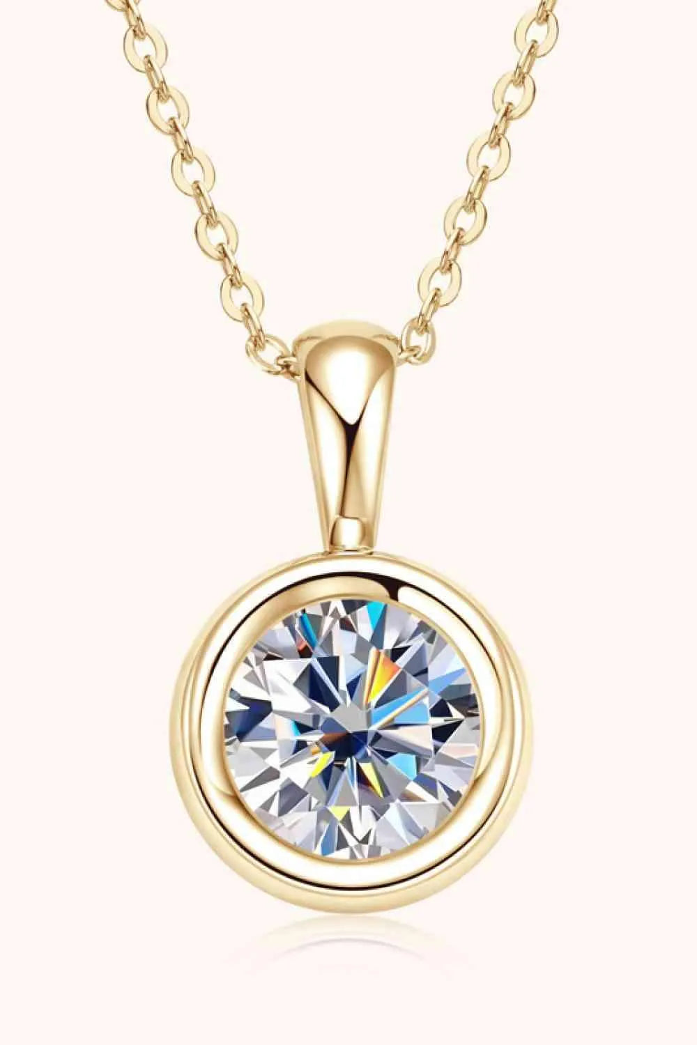 2 Carat Moissanite 925 Sterling Silver Necklace Gold One Size Moissanite - Tophatter Daily Deals