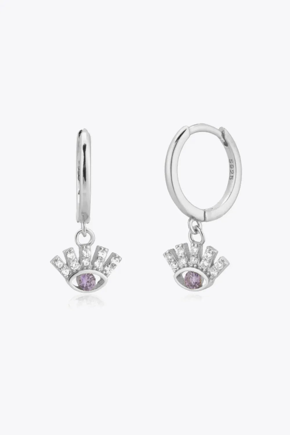 925 Sterling Silver Huggie Drop Earrings Silver One Size Earrings - Tophatter Daily Deals
