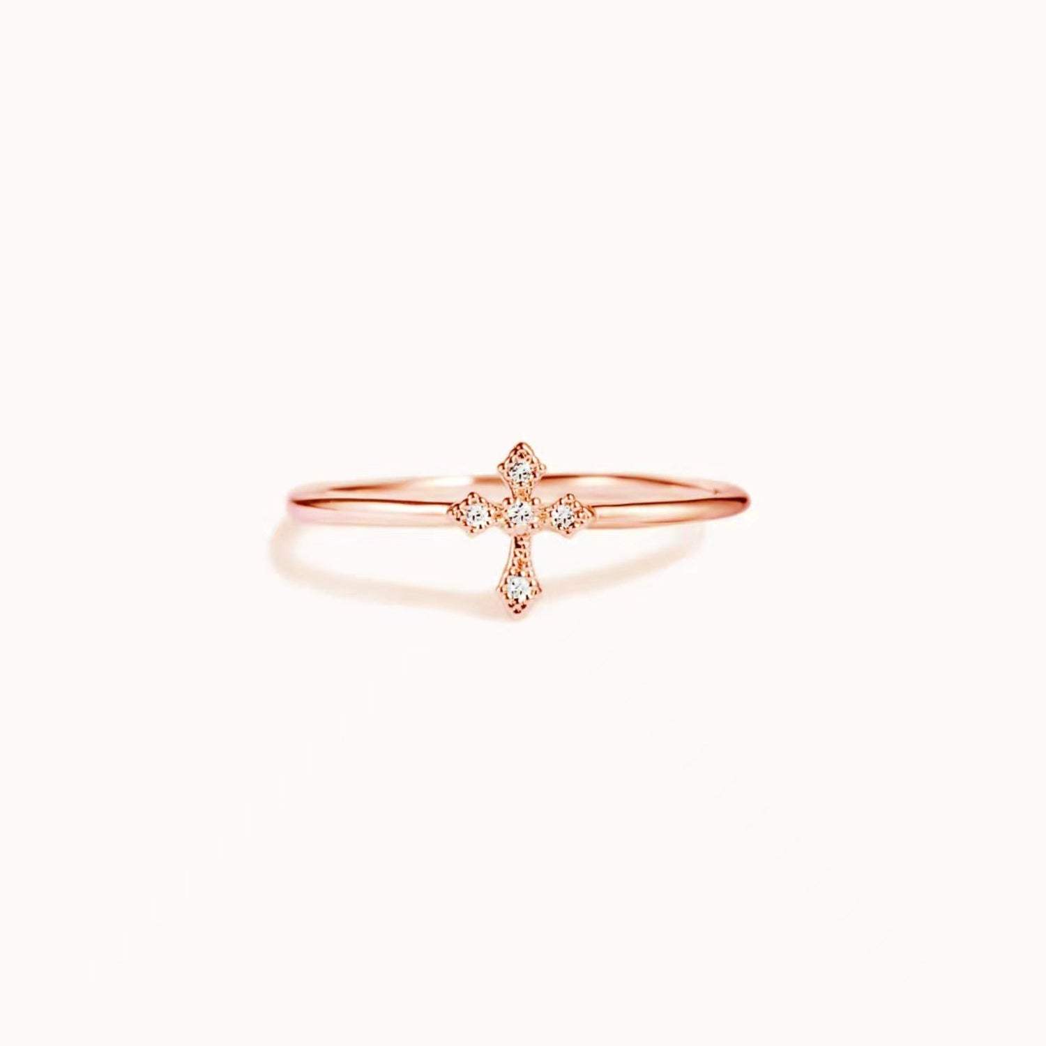 925 Sterling Silver Cross Ring Rose Gold Rings - Tophatter Daily Deals