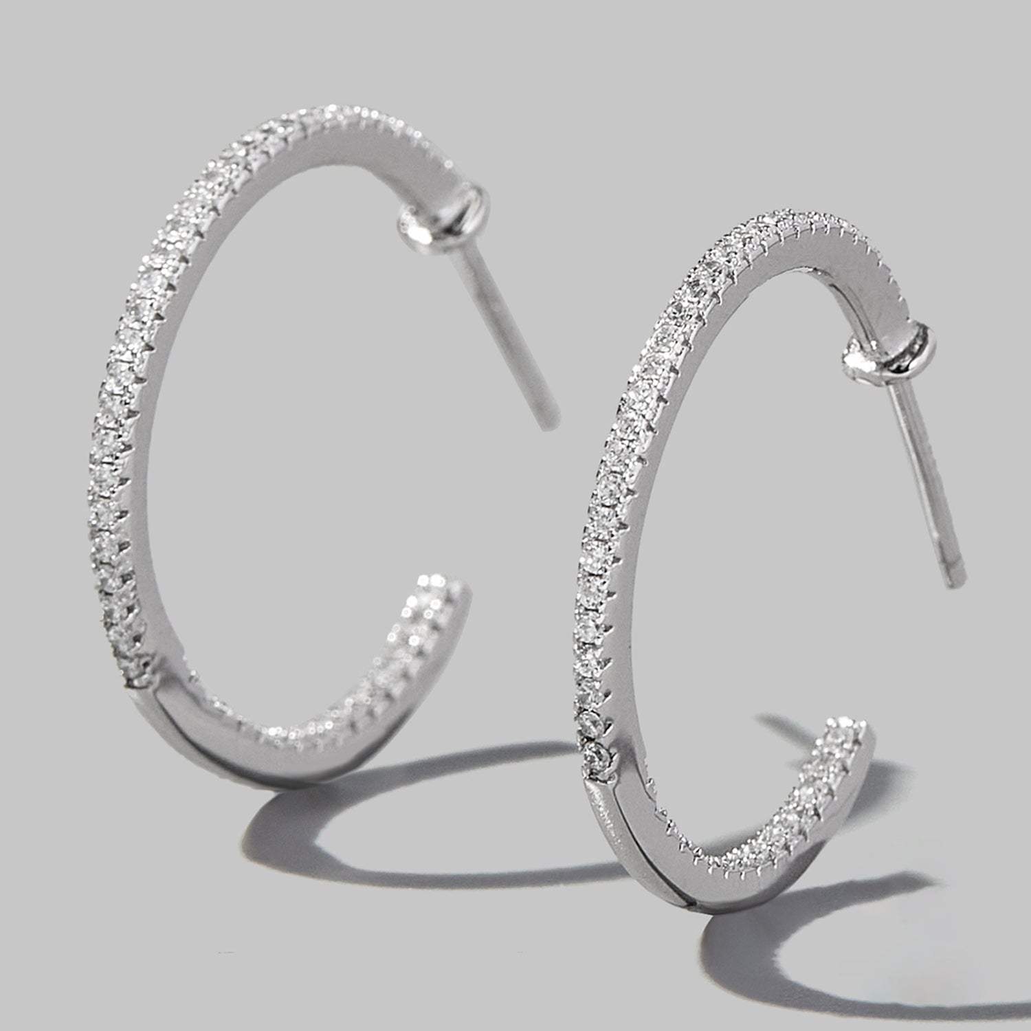 Zircon 925 Sterling Silver C-Hoop Earrings Silver One Size Earrings - Tophatter Daily Deals