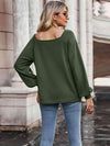 Waffle-Knit Square Neck Raglan Sleeve Tee Women's T-Shirts - Tophatter Daily Deals