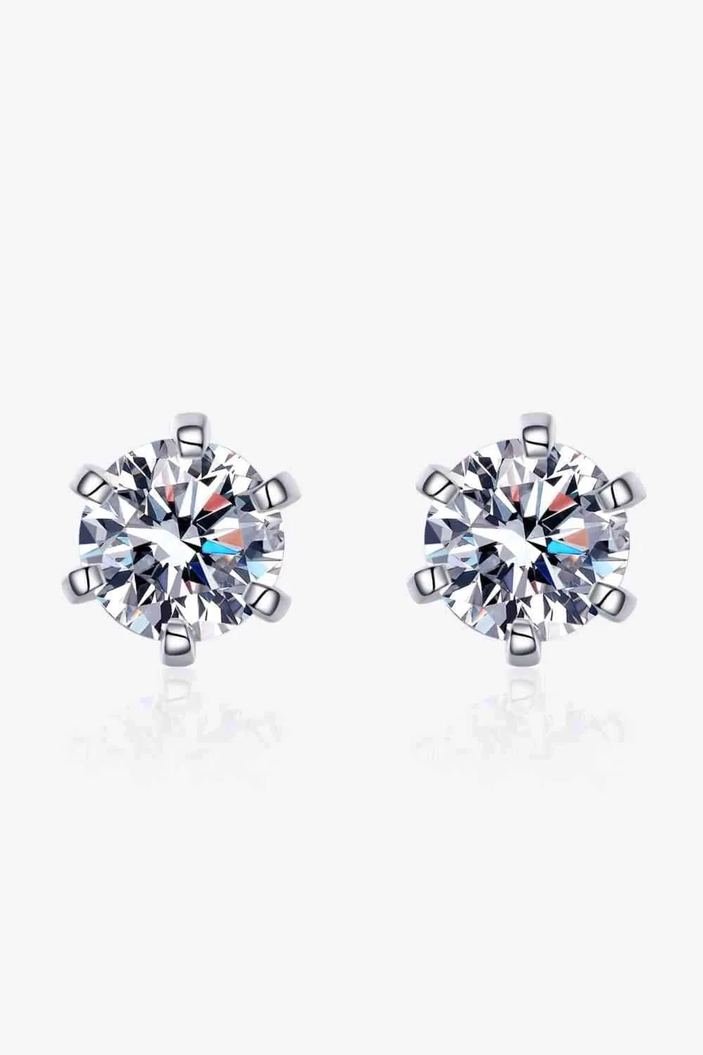 1 Carat Moissanite Rhodium-Plated Stud Earrings Silver One Size Moissanite - Tophatter Daily Deals
