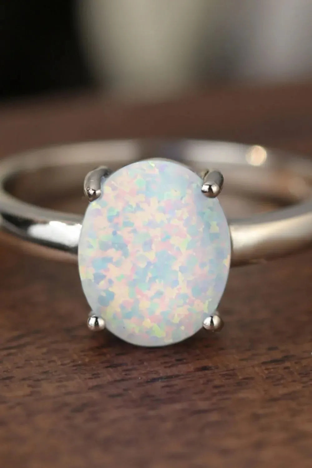 925 Sterling Silver Opal Solitaire Ring Opal - Tophatter Daily Deals