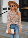 Printed Round Neck Flounce Sleeve Blouse Pumpkin Women's T-Shirts - Tophatter Daily Deals