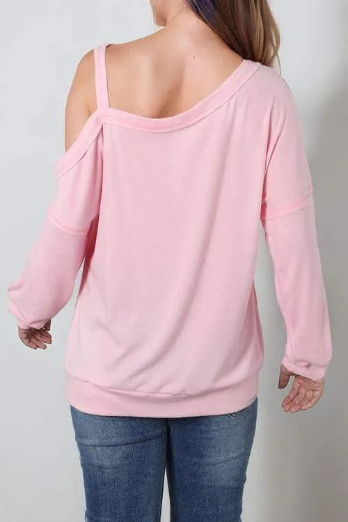 MERRY CHRISTMAS Graphic Asymmetrical Neck Top Blouses - Tophatter Daily Deals