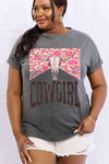 Simply Love Simply Love Full Size COWGIRL Graphic Cotton Tee Charcoal Women's T-Shirts - Tophatter Daily Deals