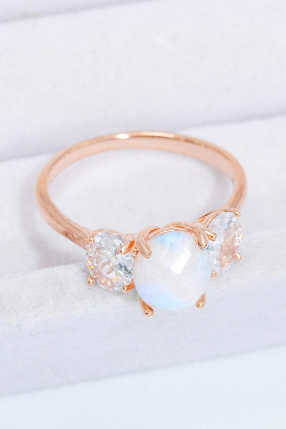 Natural Moonstone and Zircon Ring Moonstone - Tophatter Daily Deals
