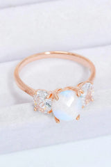 Natural Moonstone and Zircon Ring Moonstone - Tophatter Daily Deals