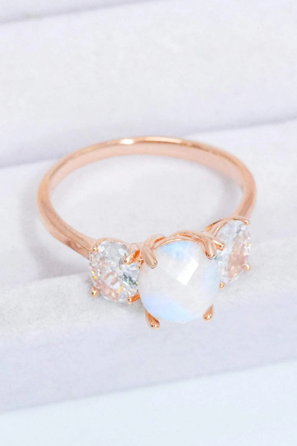 Natural Moonstone and Zircon Ring Moonstone - Tophatter Daily Deals